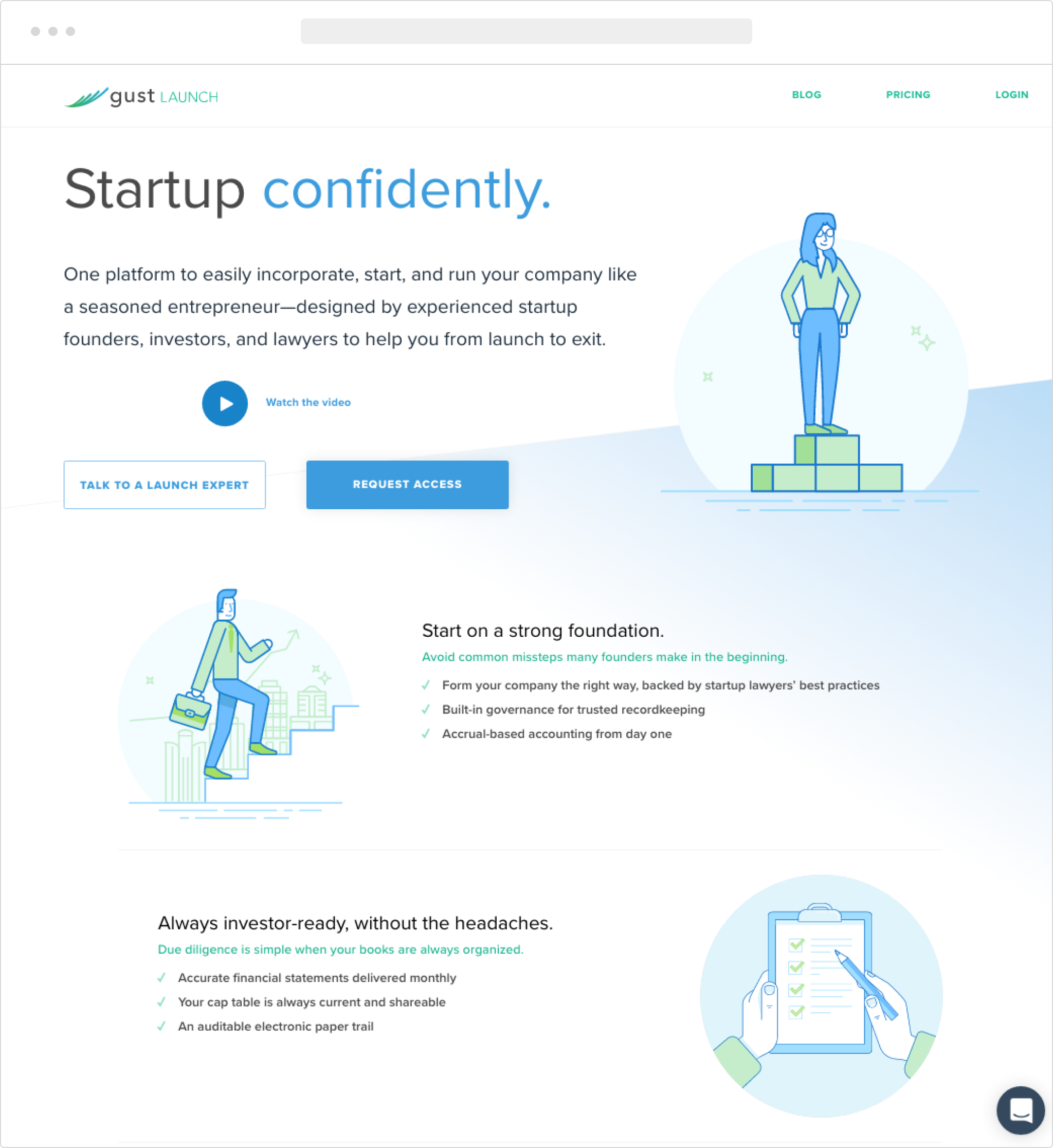 early gust launch homepage concept