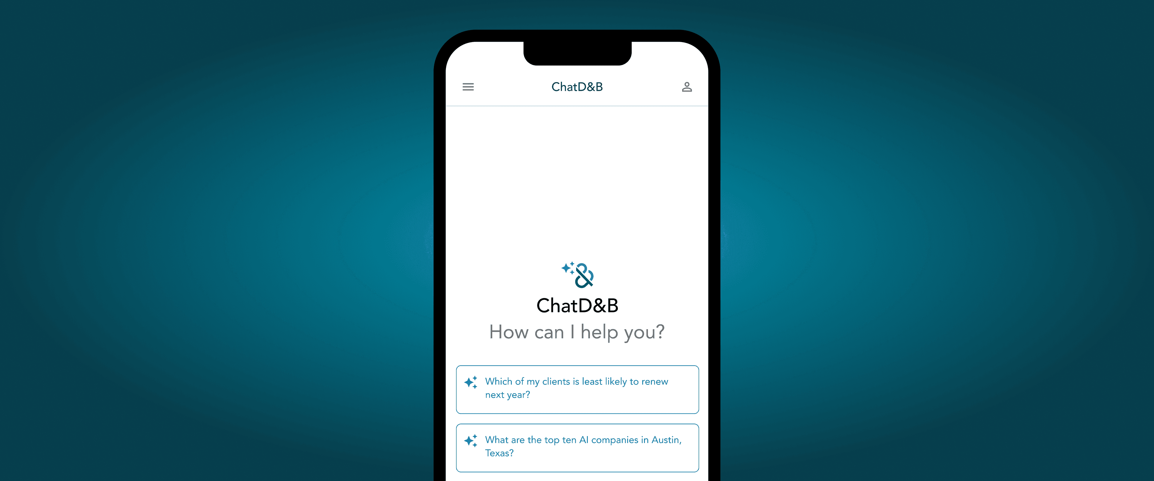 D&B AI Chat mobile concept